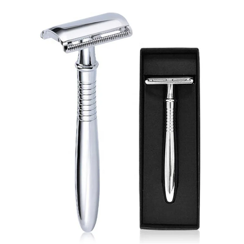 
Double Edge Safety Razor - Wet Shaving Razor for Men & Woman - Classic Barber Shaver + 5 Platinum Blades 