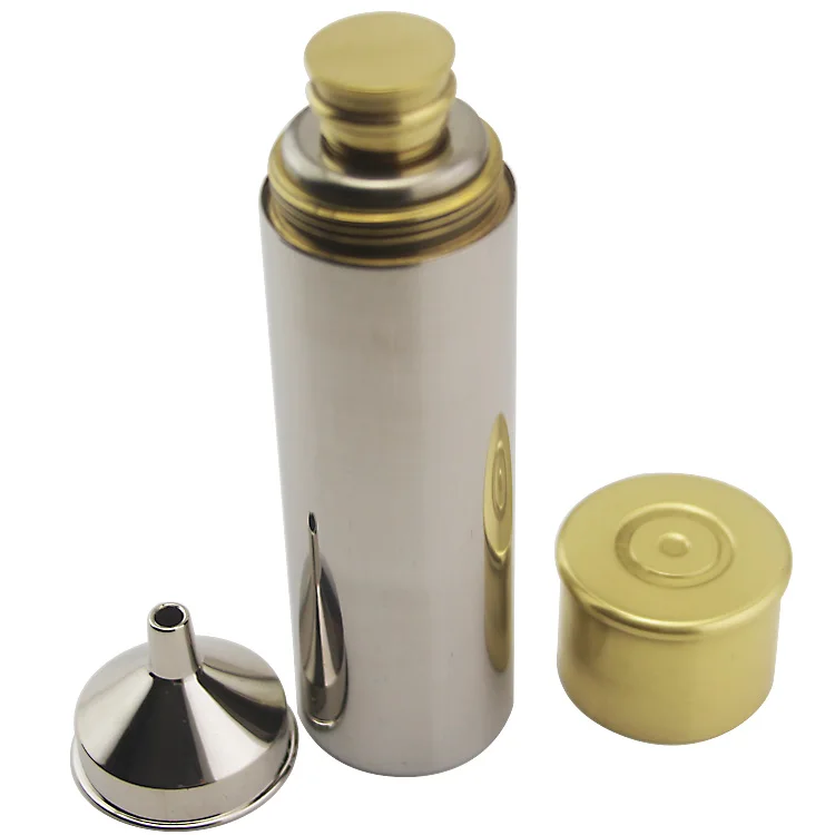 Shot gun bullet cartridge shaped vacuum flask with funnel