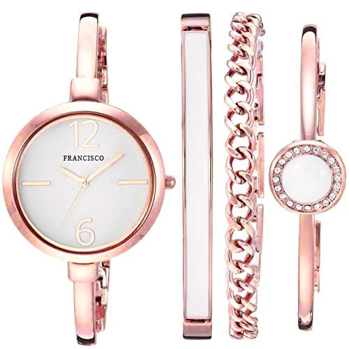 
Custom logo fashion casual rose gold ladies gift watch set oem luxury jewelry bracelet wrist women watches 