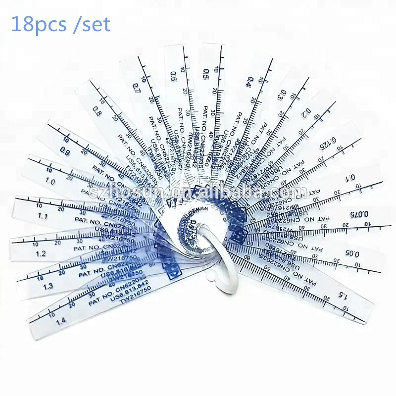 Plastic feeler gauges set range 0.02 to 4.00mm thickness