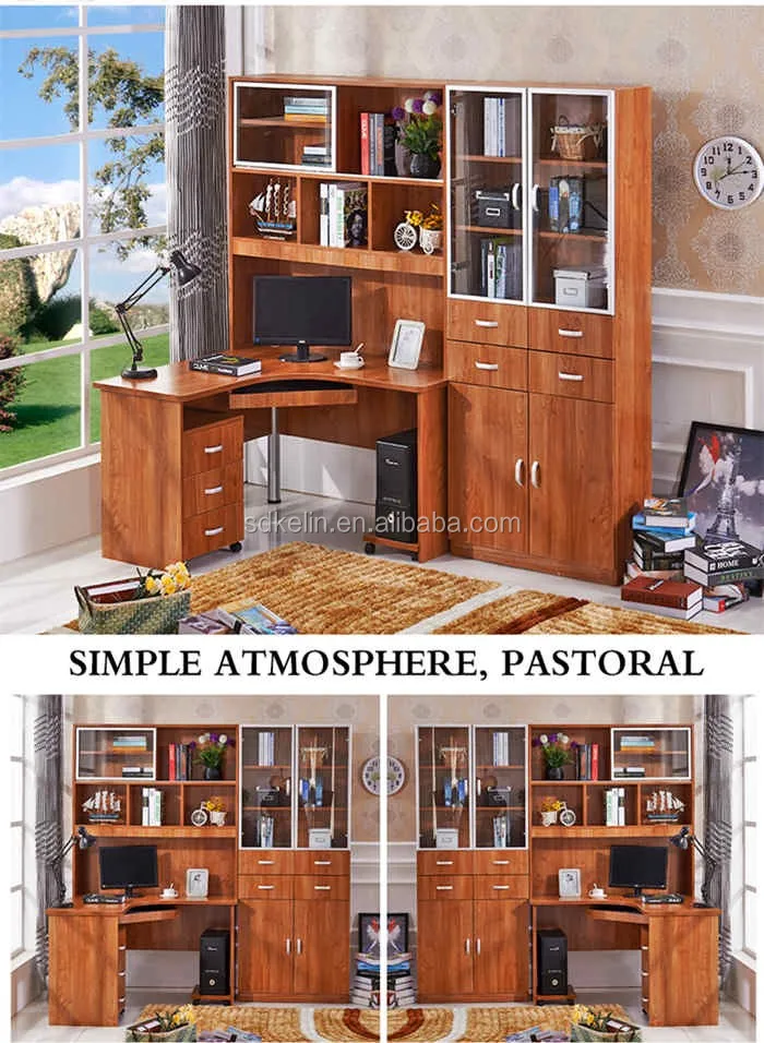 Good quality desktop computer desk combination bookcase