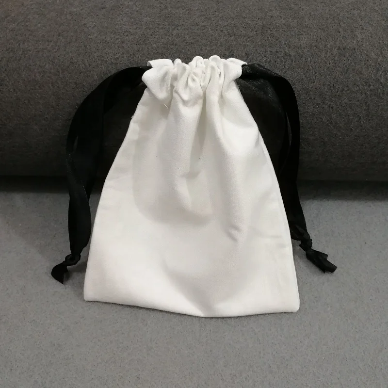 White Cotton Drawstring Bags Canvas Draw String Bag