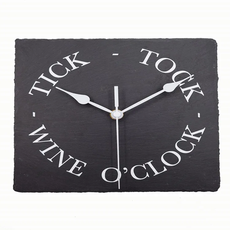 China factory handmade fashionable natural stone black slate wall clock