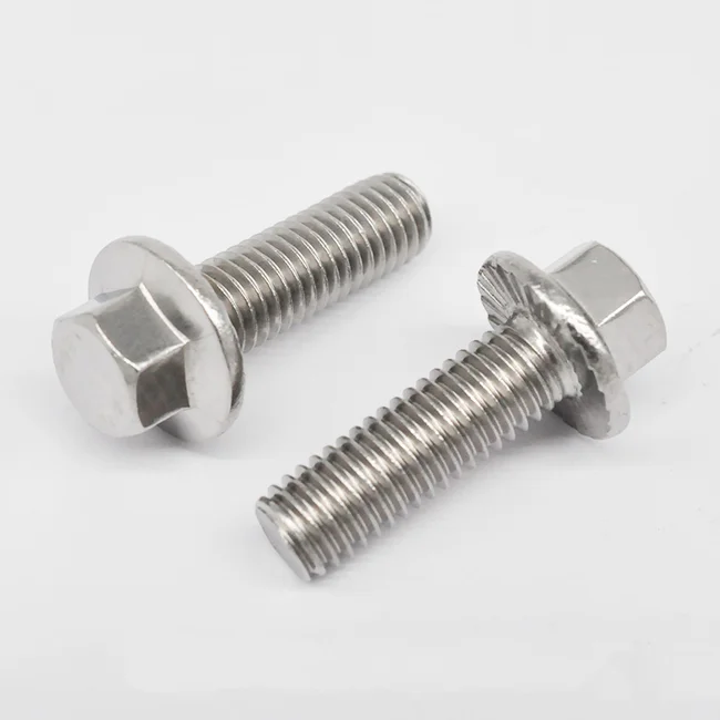 Stainless Steel M5 M6 M8 Hex Flange Head Bolt With Teeth