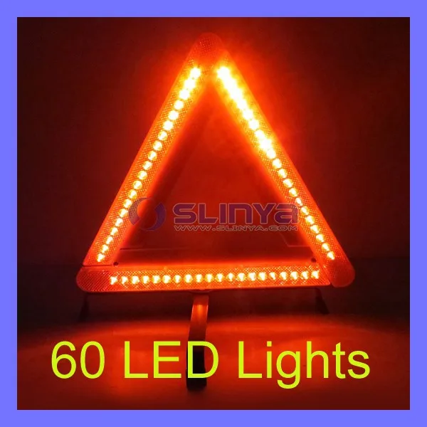 60 LED Bulbs Traffic Sign Flashing Hazard Breakdown Warning Triangle