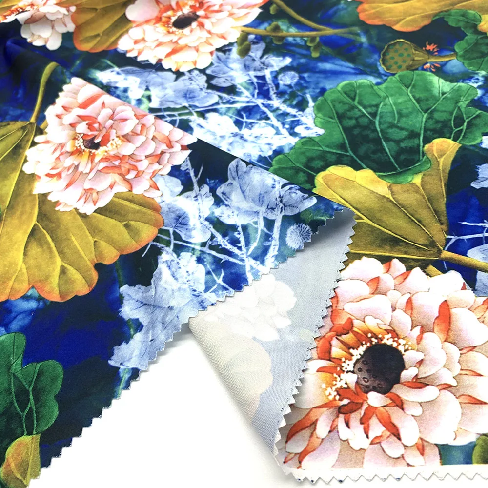 
2019 Wholesale High quality No MOQ Polyester Matt Silk satin Chiffon digital print for women Dress 