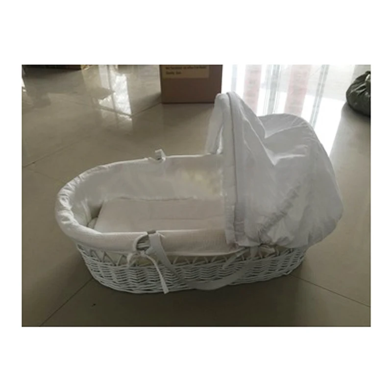 
10% OFF most popular white willow wicker baby sleep basket with fabric 