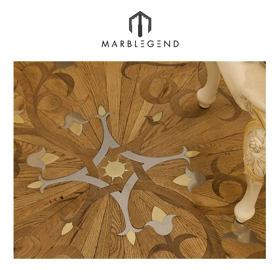Manufacture wood flooring design prices unique hardwood marquetry wood inlay parquet floor tiles
