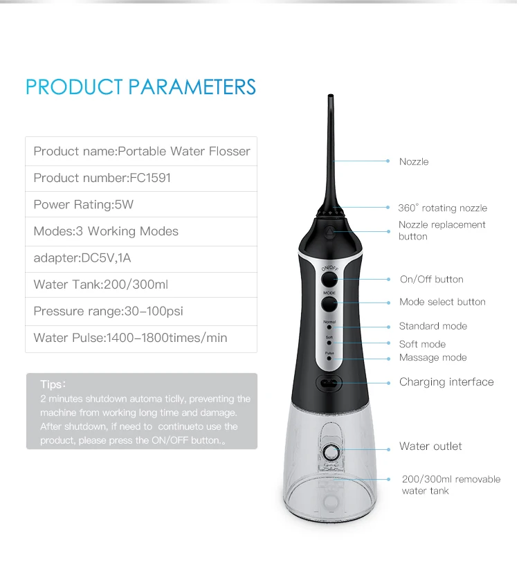 Fly-cat Nicefeel Беспроводная водная нить, работающая от батареи и портативная для путешествий и дома