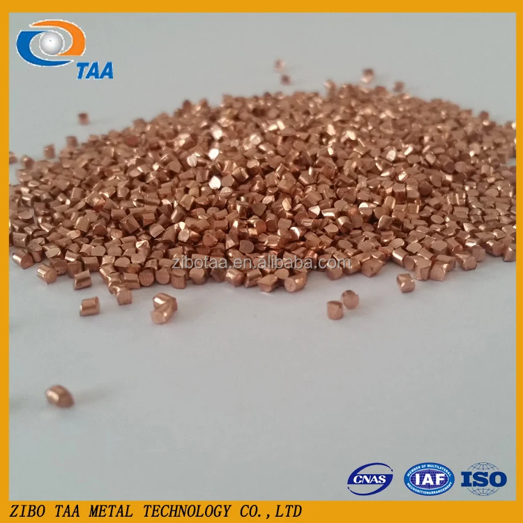 Copper blasting grit and copper cut wire shot