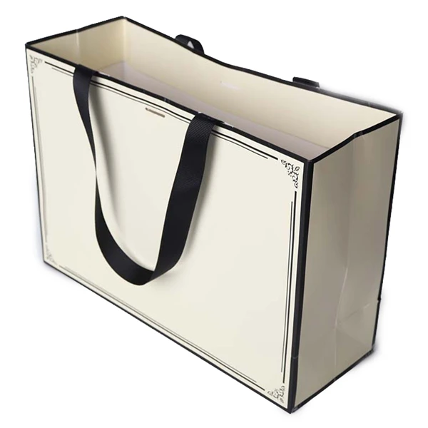 Black Frame Shopping Paper Bags with Logos Custom Print Paper Bag with Handle