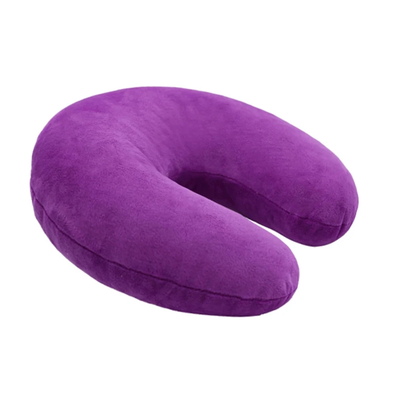 Short plush U-shaped travel pillow student office travel neck rest pillow customized memory foam neck support pillow