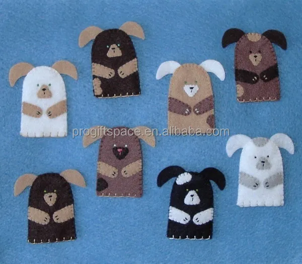 
 Новый дизайн 2018, лидер продаж, оптовая продажа из Китая, украшение для животных ручной работы, Семейные Игрушки для пальцев, войлочная дешевая вязаная собака, ручная марионетка  