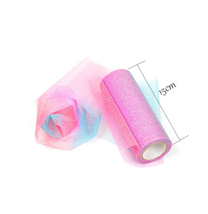 Rainbow Glitter Tulle Rolls for Table Runner Chair Sash Bow Tutu Skirt Wedding Party Gift Ribbon unicorn birthday decoration
