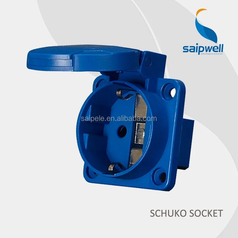 Weatherproof 16A 230V Female Type Schuko Socket 2Pin Round Socket (SP-11010)