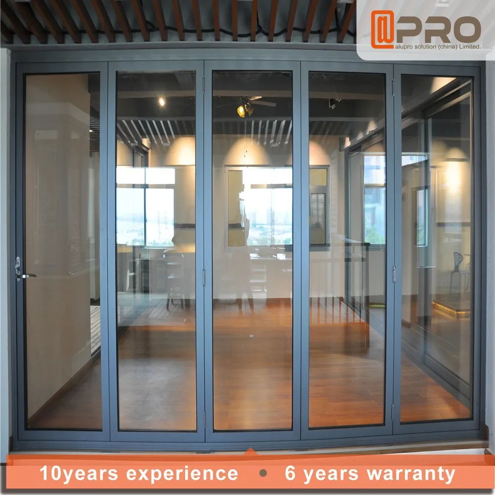 Customized 6 foot panel lowes sliding french exterior bifold door transparent aluminium bi folding door exterior Folding door