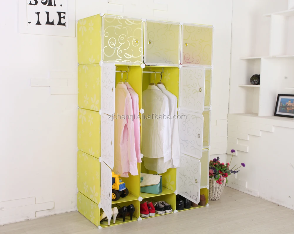 
DIY Plastic Wardrobe Closet Bedroom Armoires 12 Cube Storage with shoe rack TM-608 