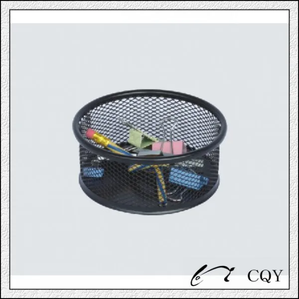 Office desktop accessary metal wire mesh desk paper clip holder round clip holder