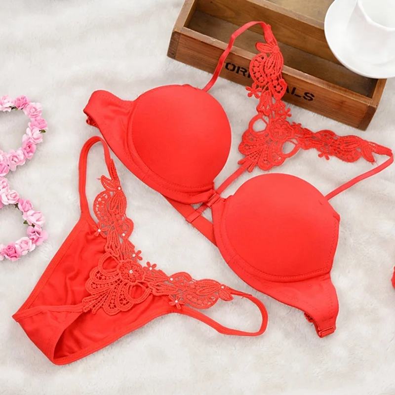 
High quality solid Color sexy lingerie bra and panty set 