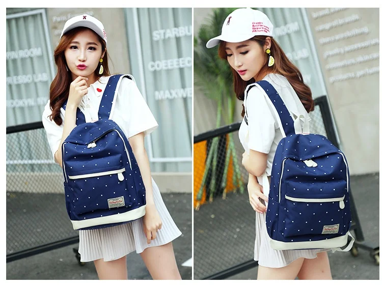 2024 Korean style pink nylon wholesale school bags  school backpack set 3 in 1 printed book bag for girls student school bag