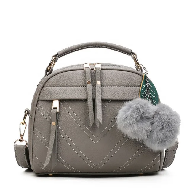 
Fashion PU Leather Handbag for Women 2019 New Girl Messenger Bags with Ball Toy Bolsa Female Shoulder Bags Ladies Party Handbags 