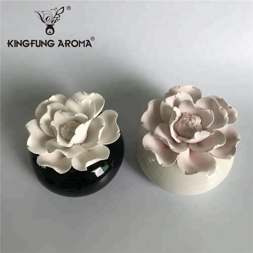 
Amazon Hot Sell Ceramic Aroma Stone Ceramic Flower Diffuser Bottle Reed Flower Air Freshener 