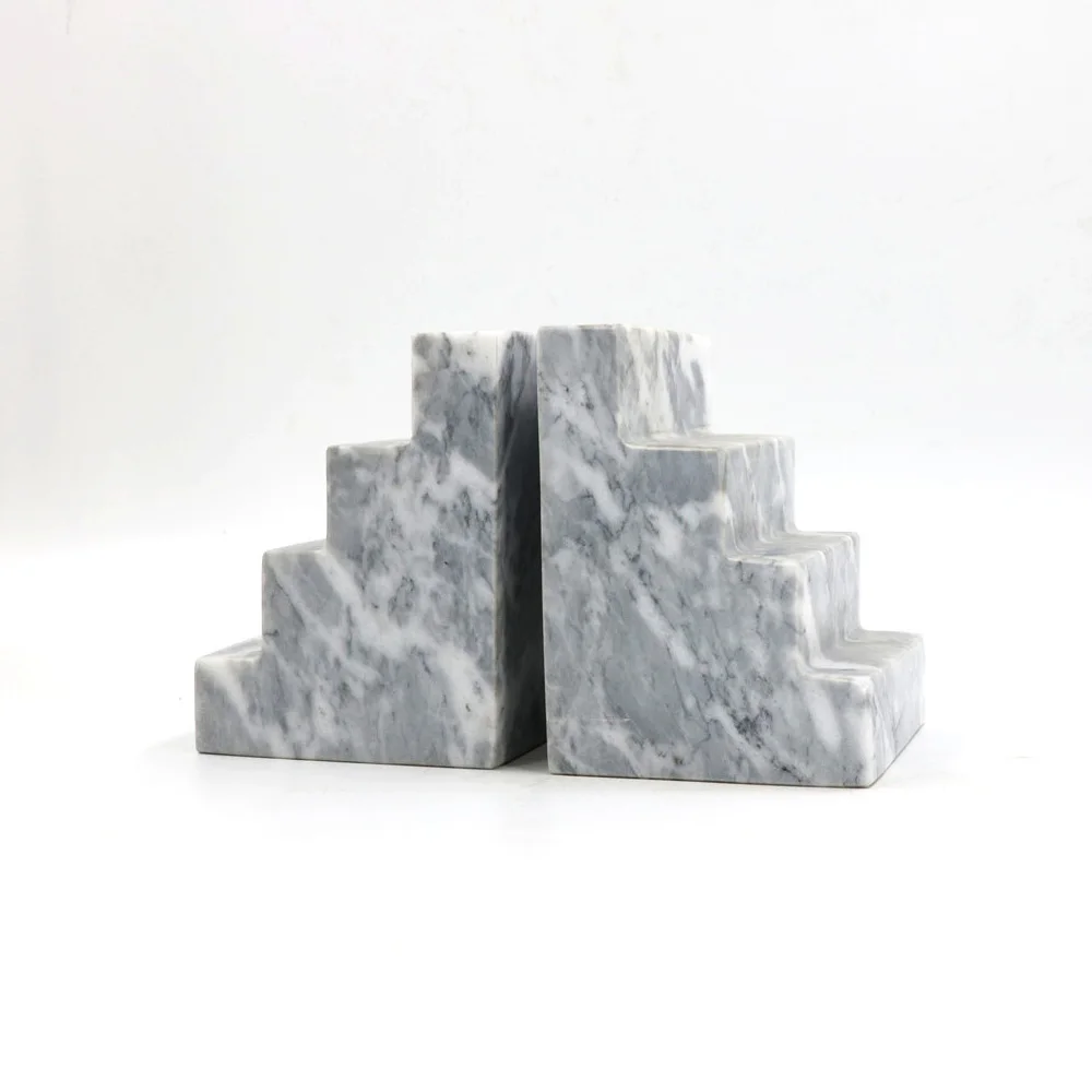 factory cheap price marble crafts natural stone bookends study room bookend stand for student
