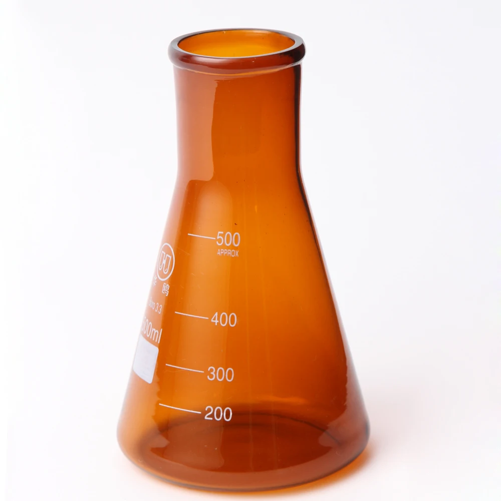 
HUAOU Conical Beaker with spout Amber Glass Boro 3.3 Glass, Glass Beaker 