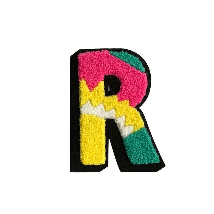 custom chenille letter R patch handmade embroidery retail