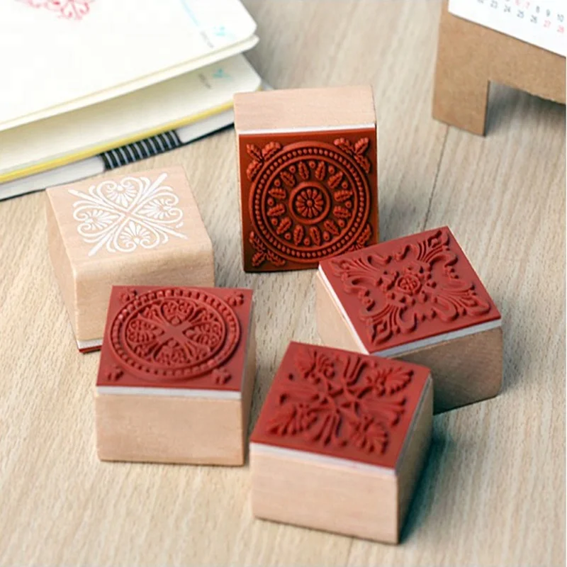 Vintage Pattern Wooden Rubber Stamp