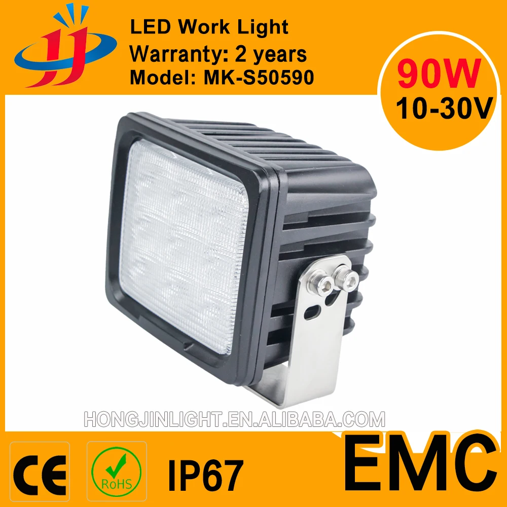 High Quality 7inch Square 90W LED work light for heavy Vehicle