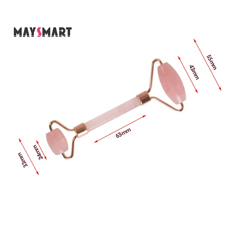 Beauty Tool Face Massager Quartz Rose Gold Wholesale Mini Double Jade Roller Facial Roller