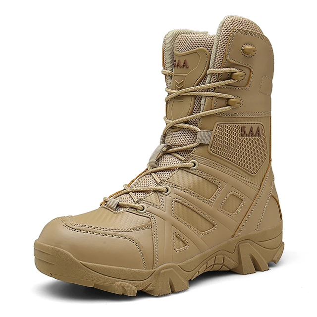 
Men Army Tactical Outdoor Sports Camping waterproof Hiking Work Combat German Military Boot High Top Desert Leather Shoes 