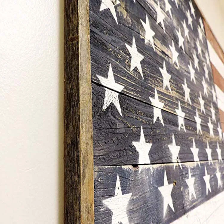 foot Reclaimed wood American Flag Full Size Barnwood. Rustic Barn Wood Old Glory. Distressed wall art decor. Weathered.