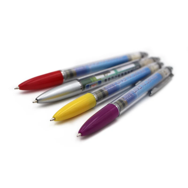 Transparent Barrel Promotional Flag Slogan Ball Pen Calendar Pen Advertising Pull Out Banner Pen
