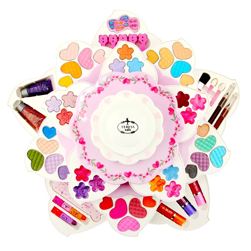 Cute blooming flower cosmetic toys make up set mirror makeup set kor kids
