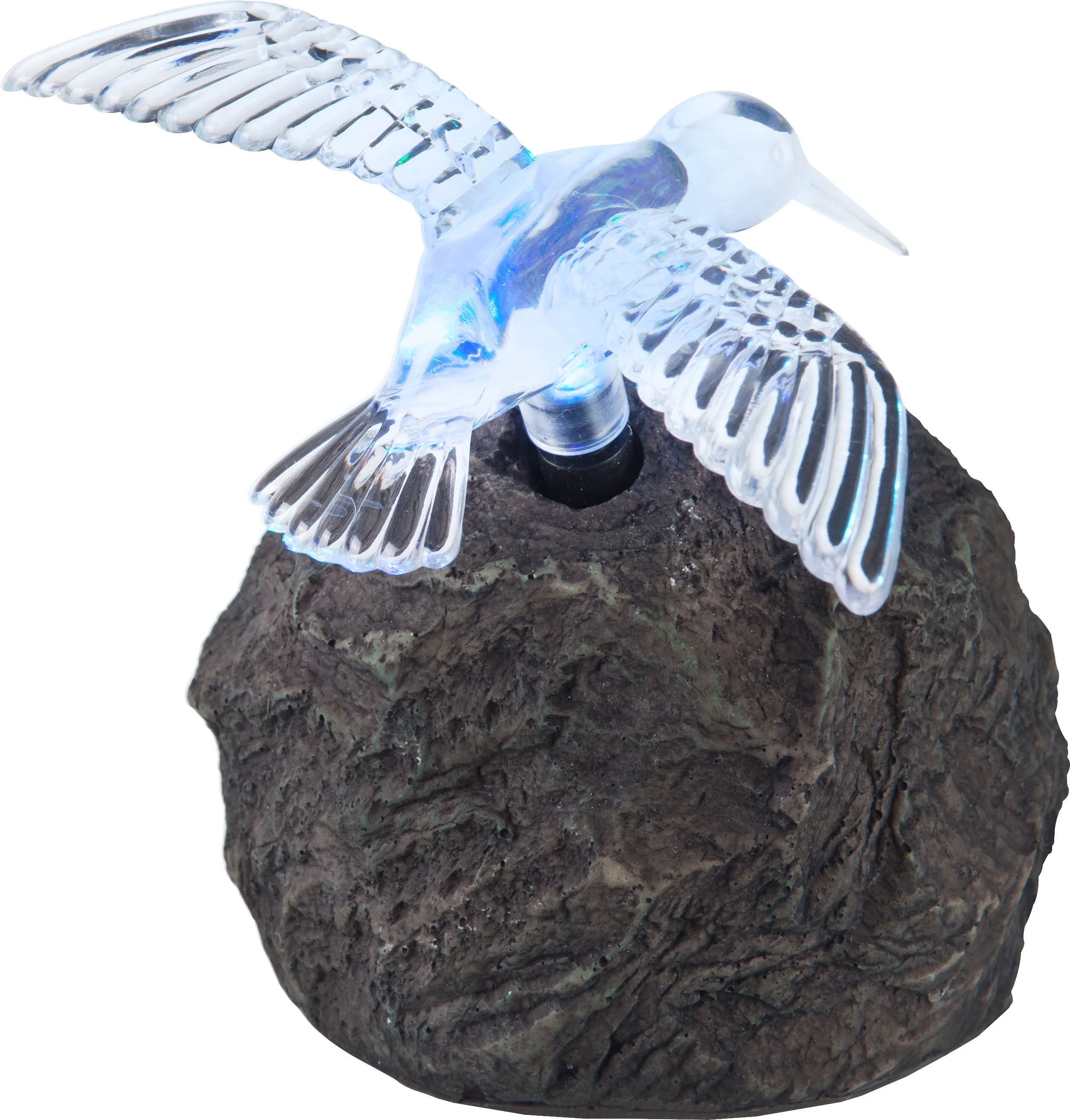 
KINGLAND New Creative Evergreen Garden Polystone bird Solar Garden Stones, solar waterproof motion sensor light 