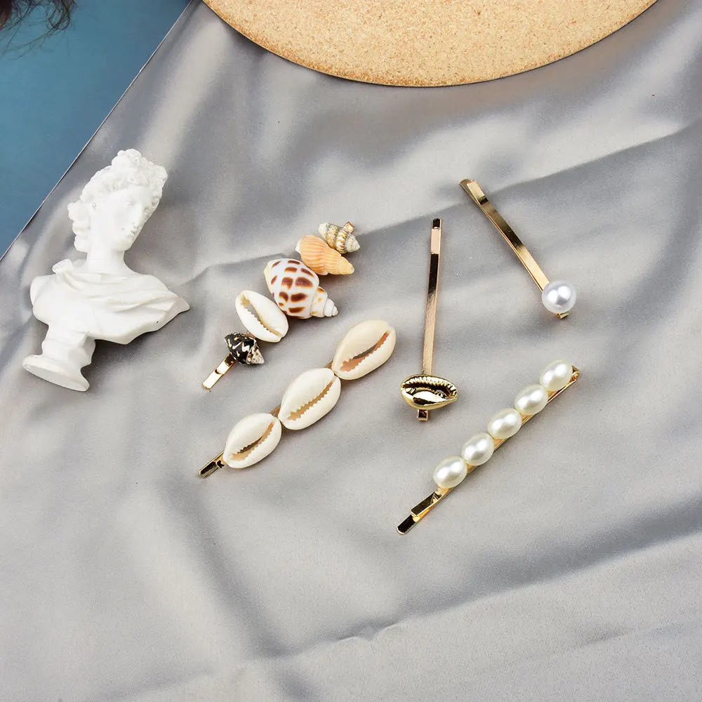 
2019 Summer Women Hair Accessories Sea Shell Bobby Pin 5pcs/Set For Jewelry Gifts Hair Clip 