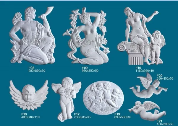 
gypsum niches and fireplace frame 