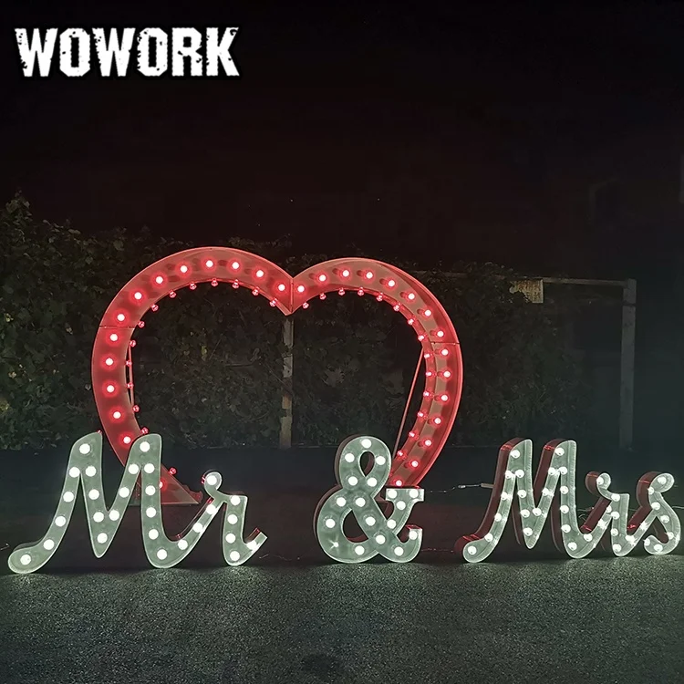 WOWORK wedding stage decorative heart shape metal wedding arch light free standing