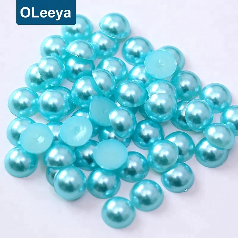 Wholesale free sample loose plastic abs siam half cut pearls half round flatback pearls beads for jewelry making