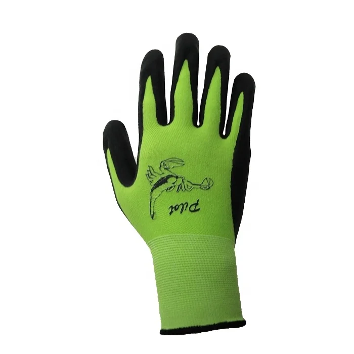 Anti Oil Polyester Knitted Foam Nitrile Gloves For Anti-slip