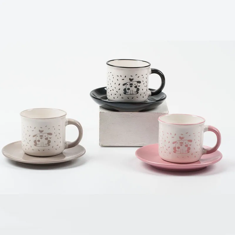 Creative new bone china  loved min cup and saucer  with silk-screen hand painted  porcelain tea cup and saucer