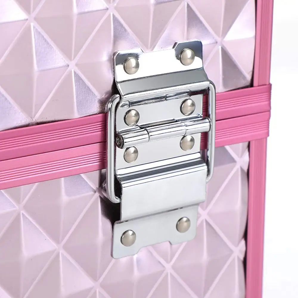 Hard Aluminum Makeup vanity Train Case Expandable Cosmetic Makeup case With Shoulder Strap Portable High Quality