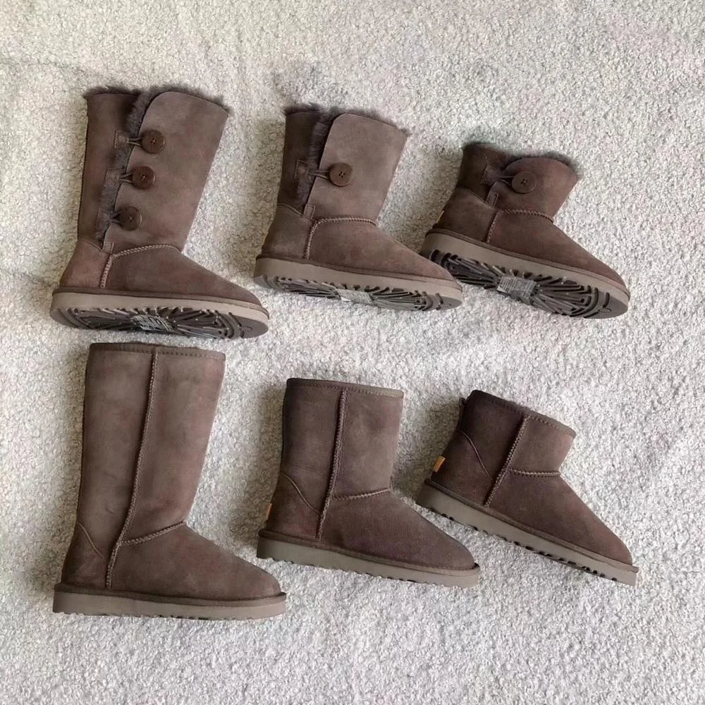 Wholesale High Quality Sheepskin boots Mini button Suede fur genuine leather  winter boots for women