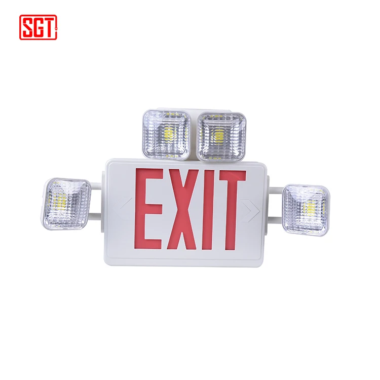 battery back up rechargeable led combo emergency exit sign light with remote control