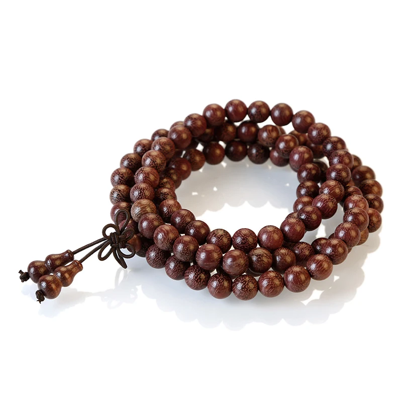 
Sandalwood Buddhist Prayer Beads, 108 Mala Beads Rosary Long Necklace 