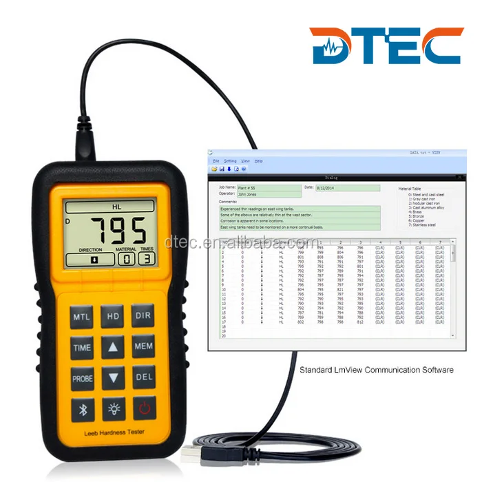 DTEC DH200 Portable Leeb Hardness Tester,HL scale, CE ISO Authorized Best-selling Model,D type Impact device AA battery