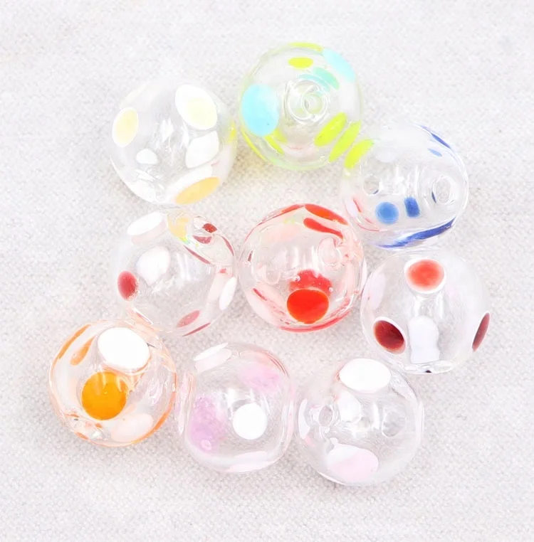 12mm Round Blown Hollow Perforated Wave Point Glass Beads from China for Fantasy Dry Flower Jewelry DIY accessories Finding
