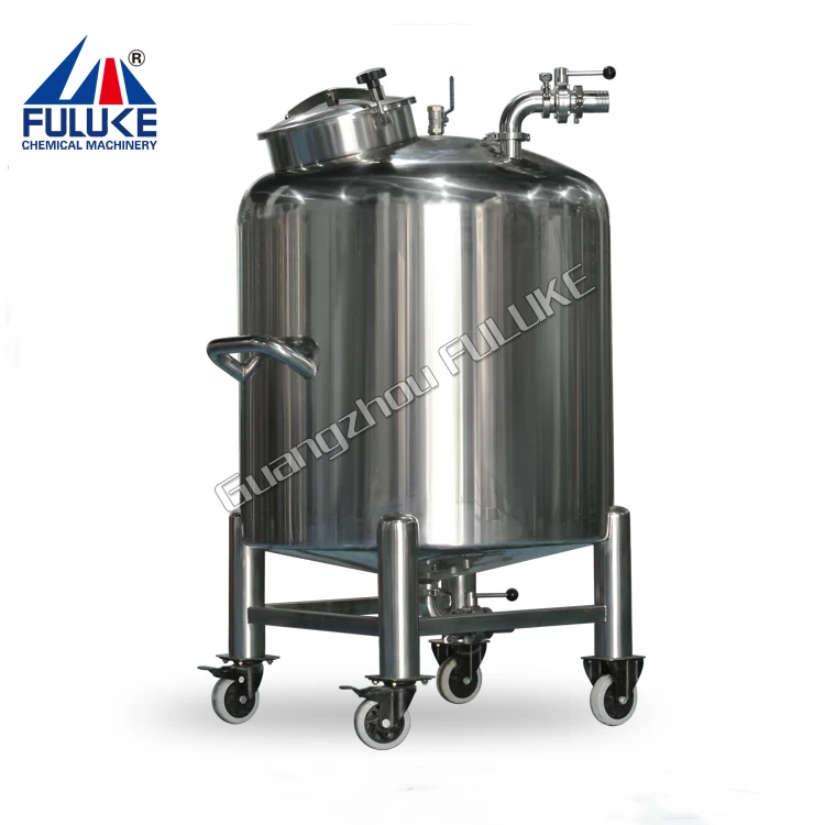 100-1000L FLK stainless steel solvent storage tank with rollers for sale